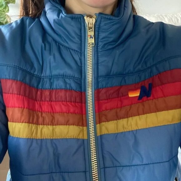 Aviator Nation Journey Jacket 5 Stripe Blue Moonlight Puffer Size M - Picture 13 of 14